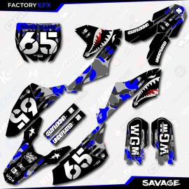 Factory EFX Gray & Blue Savage Camo Graphics Kit fits 18-24 Yamaha YZ65 YZ 65 Decal Sticker - Standard kit plus numbers