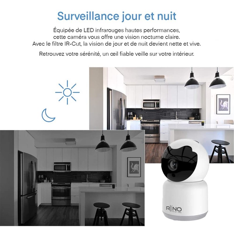 RIINO Indoor WiFi Surveillance Camera, Full HD 2MP, Baby Phone