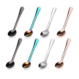 304 Edelstahl-Espresso-Löffel, 7,5 cm kleine Löffel (mehrfarbig), kleiner Löffel für Dessert, Salz, Honig, Pfeffer, Demitasse-Löffel (mehrfarbig)