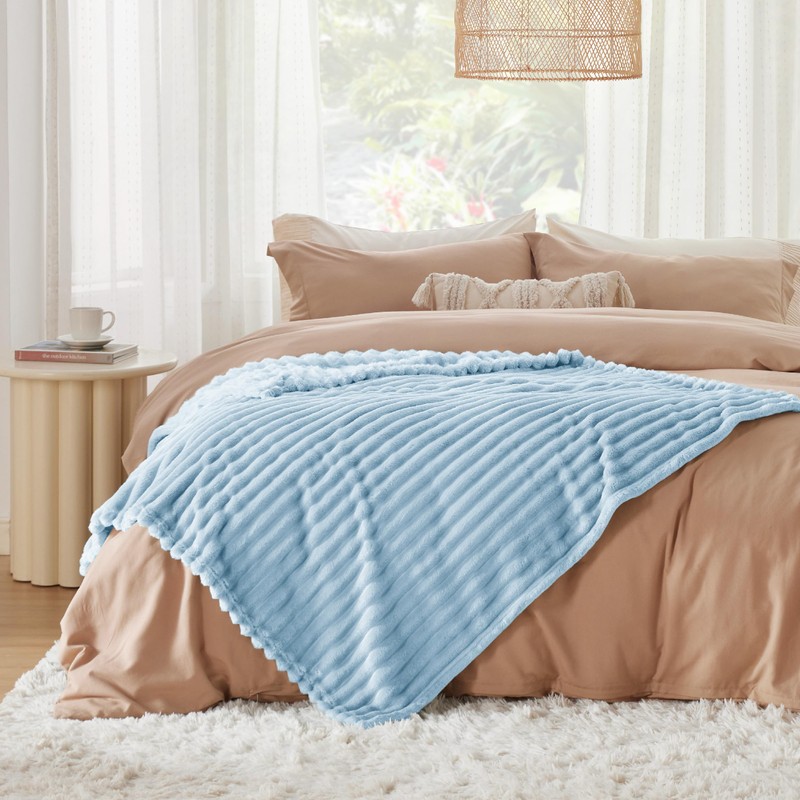 Bedsure Super Soft Blue Throw Blanket - Fuzzy Bed Blankets