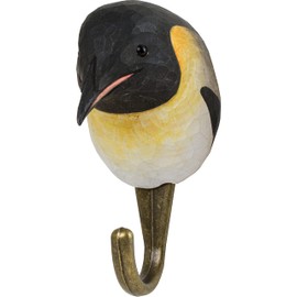 WILDLIFEGARDEN Wildlife Garden WG4797 Penguin Hook - Hand Carved Animal Hook Made of Wood and Metal - Polar Animal Collection