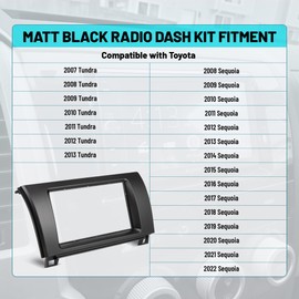 NuIth Matt Double DIN Radio Dash Kits for Toyota 2007-2013 Tundra/2008-2022 Sequoia, Double Din Mount Housing Bracket Installation Trim Bezel Kit Installation Aftermarket Stereo (Dash Kit+Radio Wire)
