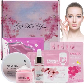 Hautpflege Geschenke, Hauttäglich Hautpflege Set, Feuchtigkeitspflege Hautpflege Set,Milde Nicht Reizende Gesichtspflege,Hautpflege Geschenkset Kirschblütenextrakt für Teenager Mädchen