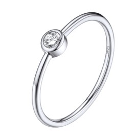 Silvora Vintage Wedding Band Stacking Jewelry Womans S925 Silver Ring Hypoallergenic Clear Stone Pinky Rings Size 7