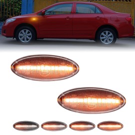 Sequential LED Side Marker Lights Amber Dynamic fit for Toyota Yaris 2006-2011, RAV4 2006-2009, Auris Corolla 2007-2010 Front Fender Turn Signal Indicator Lamp Clear Lens 2Pcs