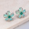 CiNily Flower Earrings, Opal Stud Earrings for Women 14K White