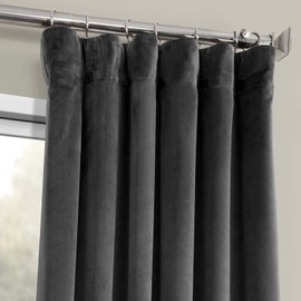 HPD Half Price Drapes VPYC-198595-84 Heritage Plush Velvet Curtain (1 Panel), 50 X 84, Pepper Grey