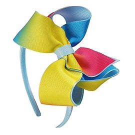 Hair band for girl - bow - colored ribbon - shaded - rainbow - original gift idea - light blue color