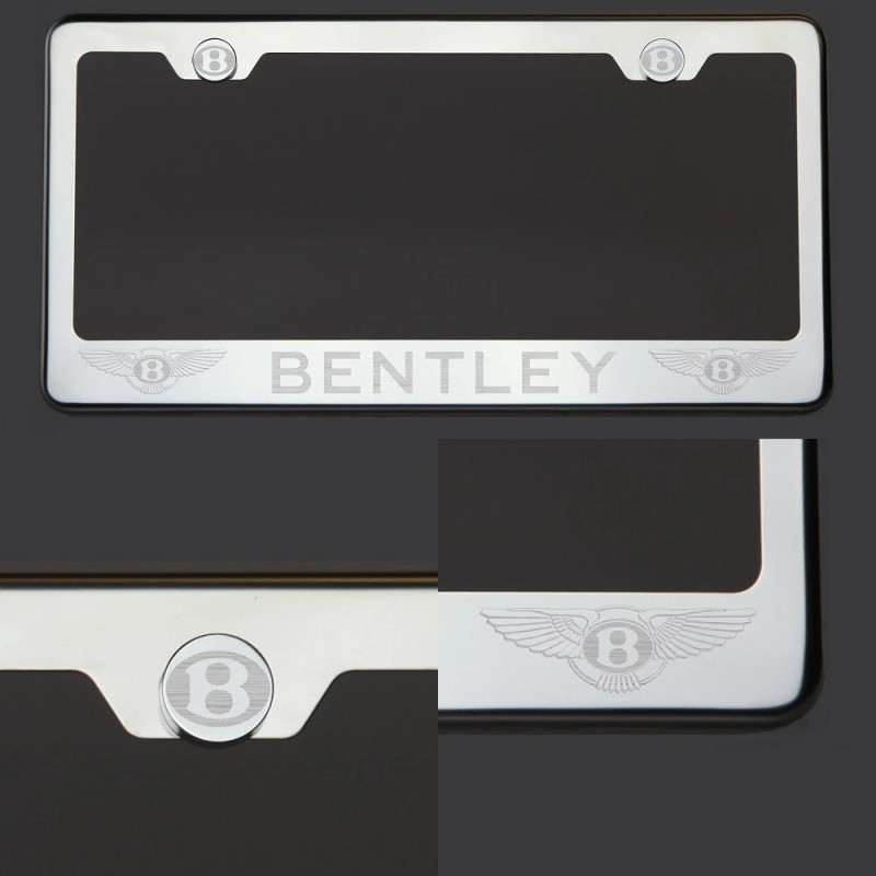 KA Polish Mirror Stainless Steel Bentley Laser Etched License Plate