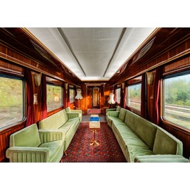 BELECO 7x5ft Fabric Luxury Vintage Train Indoor Photography Backdrop 1950 Old Train Car Sofa Carpet Backdrop Train Theme Party Decor Kids Adults Artistic Portrait Photoshoot Studio
