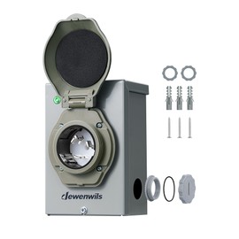 DEWENWILS 50 Amp Generator Inlet Box, Pre-drilled NEMA SS2-50P Power Inlet Box, 4-Prong Generator Cord, 125/250V, 7500/12500W, 3R Weatherproof for Outdoor Use, ETL Listed