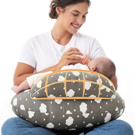 JLLYGOUS Breastfeeding Pillow, Revolutionary Safety Fence, Free Your Hands, More Support for Babies and Mothers, Removable Cotton Cover