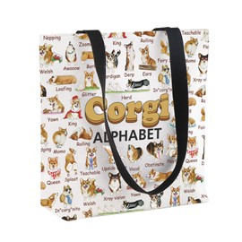 Corgi Alphabet Tote Bag Corgi Gift Dog Lover Gift C-orgi Mom G-ift C-orgi Owner G-ift Animal Rescue Gi-ft (CorBag)