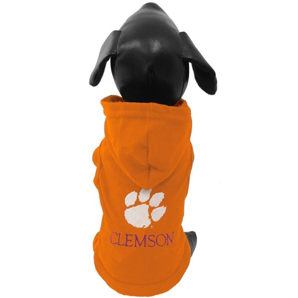 NCAA Clemson Tigers Collegiate Cotton Lycra Hooded Dog Shirt (Team Color, X-Small)