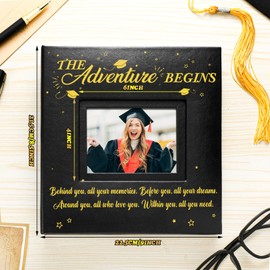 ReliThick Graduation Photo Album Holds 200 Pcs 4 x 6 Inch Photo 2026 Graduation Leather Album with Front Window Memory Scrapbook for College High School Graduate Gift (Stylish)