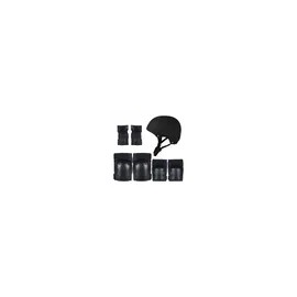 7pzs Kit De Proteccion Casco Codo Mano Patinaje Rodilla Niño Color Negro-M