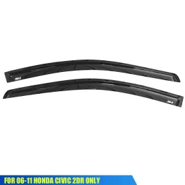 Unbranded Fit For 06-11 Honda Civic Coupe Window Visor Deflector Rain Shade w/ White SI