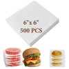 500Pcs 6" x 6" Burger Patty Paper, Non-Stick White Squares