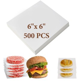 500Pcs 6" x 6" Burger Patty Paper, Non-Stick White Squares Parchment