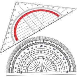 Set of 2 Protractors Geometric Math Stationery Angle Measuring Tools for Students Transparent Plastic Circle Protractor Engineer Practical Convenient