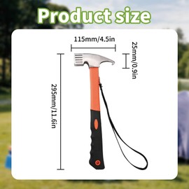 Camping Hammer Heavy Duty with Tent Stake Remove, Multifunction High Carbon Steel with Holding Strap, Hook Angle Design Camping Hammer for Picnic Tent or Hiking (Orange)