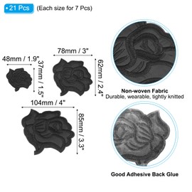 PATIKIL Black Rose Embroidered Patch Applique, 21 Pcs Rose Sew on Iron on Decorative Patches for Repair Decoration Clothing Hats Jackets Backpack, 3 Size