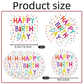 40Pcs Birthday Party Supplies Paper Plates and Napkins, Colorful Polka Dot Themed Dinner Plates Napkins Disposable Tableware Set for Birthday Party Decorations Serve 20 Guests