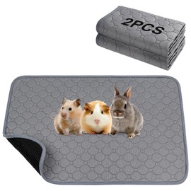 2 Pack Guinea Pig Cage Liner, Washable Guinea Pig Pee Pads 50x60cm, Waterproof Reusable Washable Puppy Pee Pads, Super Absorbent Leak-Proof Non-Slip Training Mat for Small Animals Guinea Pigs Rabbits