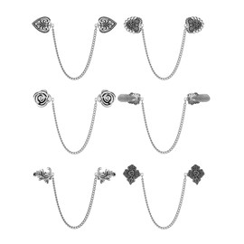 BBTO 6 Pcs Vintage Sweater Chain Clips Retro Cardigan Clips Dresses Shawl Clips Flowers Leaves Collar Clips for Women Decoration Clothes Shirt, 6 Styles(Rose Style)