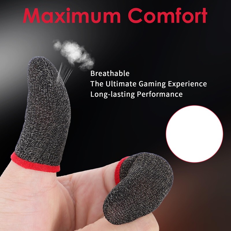 Josojoou 12 Pack Gaming Finger Sleeves, Ultra-Thin Silver Fiber Gaming