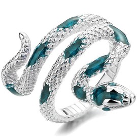 Volare Snake Ring for Women Goth Snake Ring Silver Statement Ring Open Punk Snake Adjustable Ring Jewelry, Metal, No Gemstone