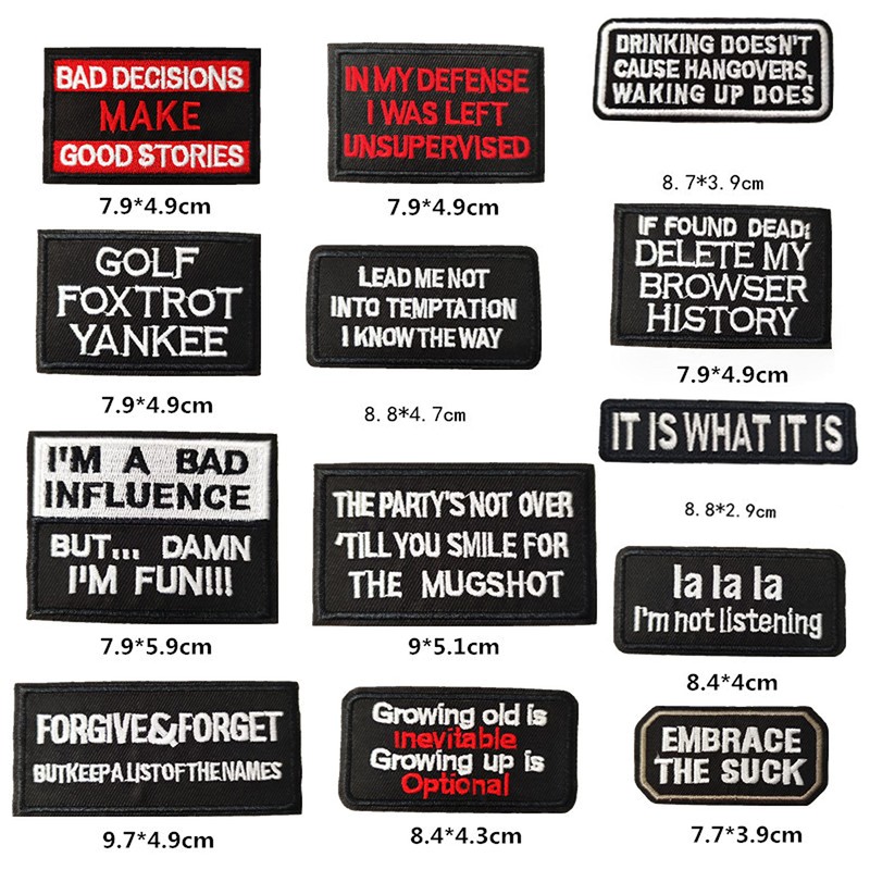 CDzyzh Iron On Patches,Funny Phrases Iron on Word Patches for