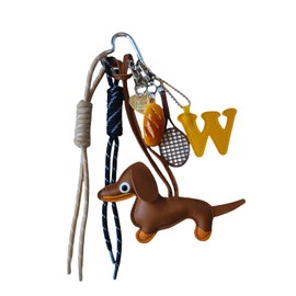HeriNova 8-piece Leather Dachshund Dog Bag Charm Rope Keychain, Cute Wiener Initial Bread Tennis Heart Y2K Rope Pure Charms for Tote Handbag Accessories Keyring