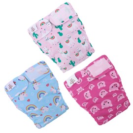 CuteBone Washable Dog Diapers Female No Tail Hole 3 Pack Reusable Doggie Period Training Pants for Docked-Tail Frenchie French Bulldog Boston Terrier Without Tail WWD15S