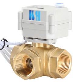 HSH-Flo 3 Way 1" 12V/24V AC/DC L Type Auto Return Brass Electrical Position Feedback On/Off Motorized Ball Valve