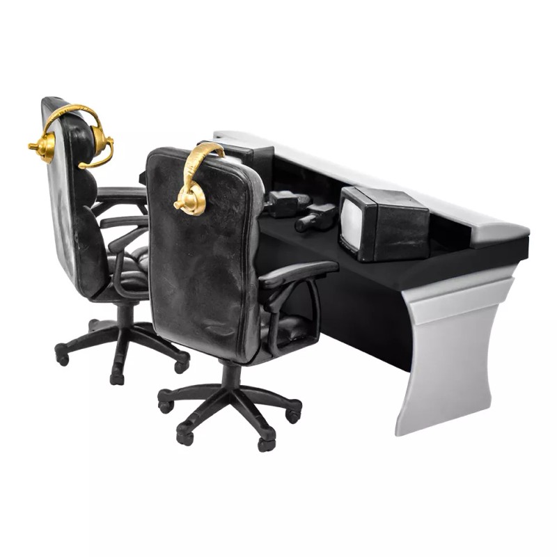 Figures Toy Company ULTIMATE Black Commentator Table Playset for WWE