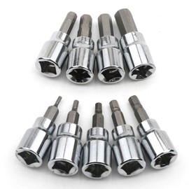 Rowiz 9 Pcs 3/8 Inch Drive Hex Bit Sockets Set, Hex Allen Socket Key Bits Set Kit H2 H3 H4 H5 H5.5 H6 H7 H8 H10