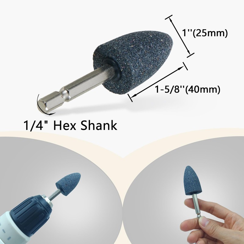 HONGUIS 8 Pcs Cone Shape Mounted Grinding Stone,1/4" Hex Shank,