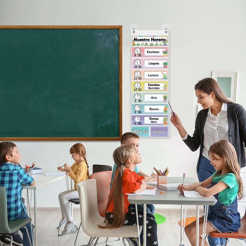 Spanish Daily Schedule Pocket Chart for Classroom- a Versatile and