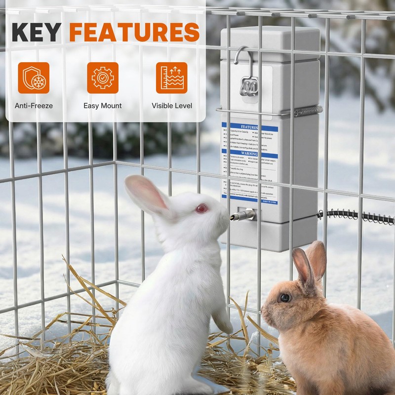 Salcod 22 oz Heated Rabbit Water Bottle for Cage, No-Drip