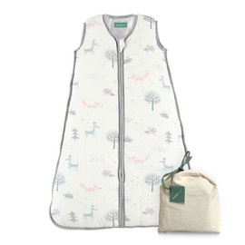 molis&co. 2.5 TOG Winter Baby Sleeping Bag. 0 to 6 months. Super Soft and Warm. Unisex Forest. Ideal for Winter and mid-Season use. Premium Muslin Babies Grow Bag
