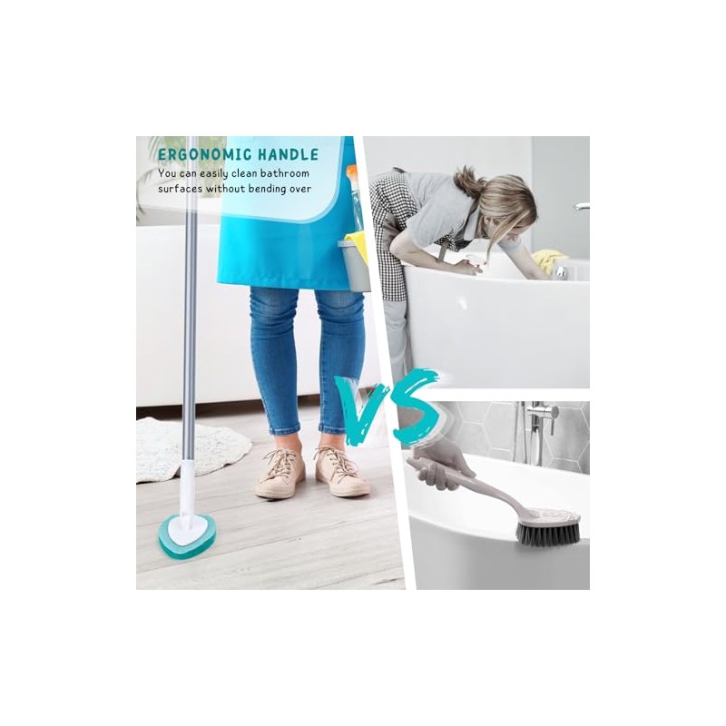 Shower Scrubber with Long Handle, 47'' Bathtub Scrub Brush, Bathroom