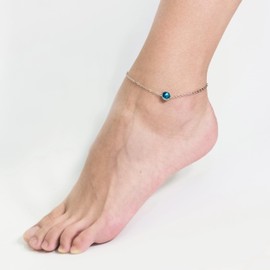 Philip Jones Blue Crystal Anklet Created with Zircondia® Crystals