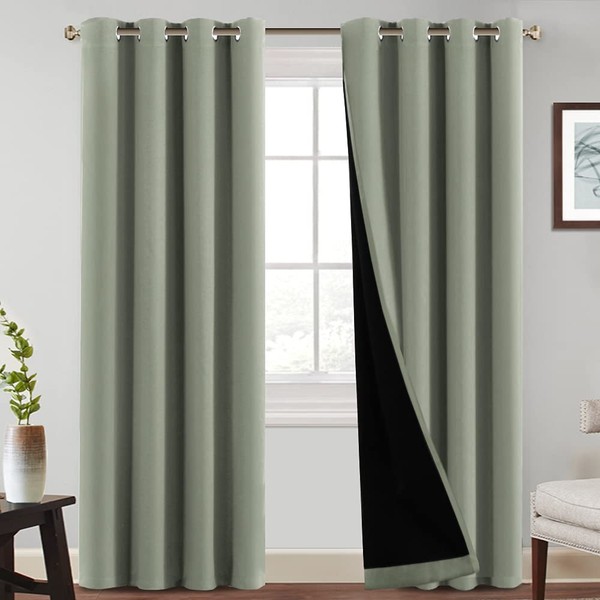 PrinceDeco 100% Blackout Curtains 84 inches Long Pair of Energy