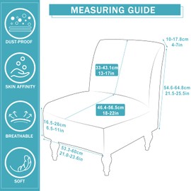 Iauddy Armless Accent Slipper Chair Cover Slipcover,Stretch Spandex Removable Fabric Non-Slip Silp Cover for Accent Chair Without Arms Furniture Protector for Living Dining Room(Gray, 1)