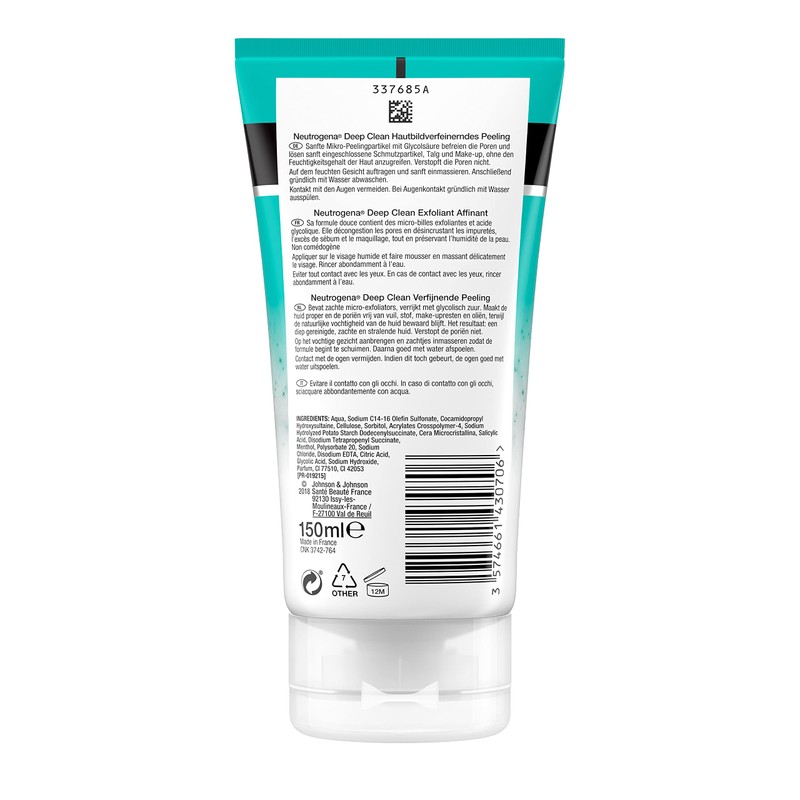 Neutrogena Deep Clean Facial Cleanser, Skin Refining Exfoliating with Glycolic
