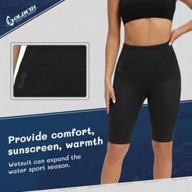 GoldFin Women Wetsuit Shorts, Womens Neoprene Wet Suit Water Short 2mm Scuba Swim Diving Snorkeling Buoyancy Pants, Black, Small