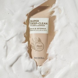Ricocell Centella Asiatica + Mugwort Super Deep Cleansing Foam 220ml (4 Bottles) (Large Capacity + Hypoallergenic + Mildly Alkaline + Skin Soothing) / 리코셀 병풀+약쑥 슈퍼 딥 클렌징폼 220ml 4개 (대용량+저자극+약알칼리성+피부진정)