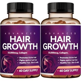 Hair Growth Vitamins | Stops Hair Loss | Makes hair healthier and stronger. 2 Pack