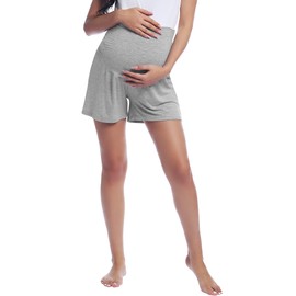 Amorbella Womens Maternity Yoga Shorts Pregnancy Shorts Lounge Wear Pants(Dark Grey,Large)